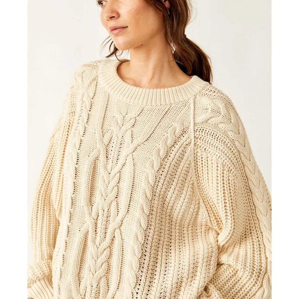 Free People Cream Cable Knit Sweater - Picture 5 of 7